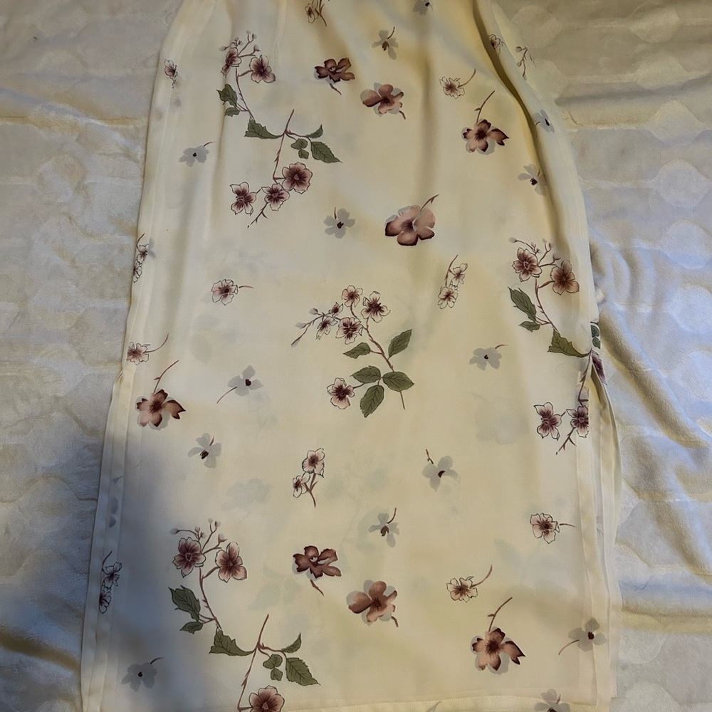 Kathy Ireland Midi Skirt Floral Cream and Pink